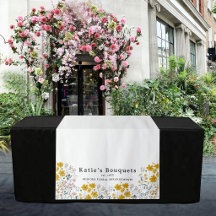 Floral Text Logo Table Runner Vendor Booth Display