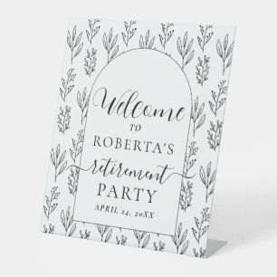 Floral Text Script Retirement Party Welcome Pedestal Sign