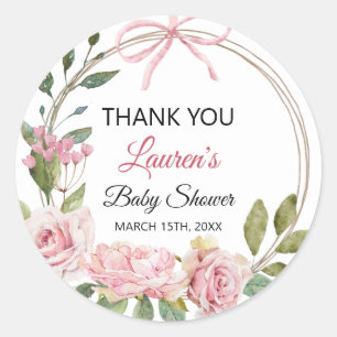 Floral Thank you Baby Shower Sticker