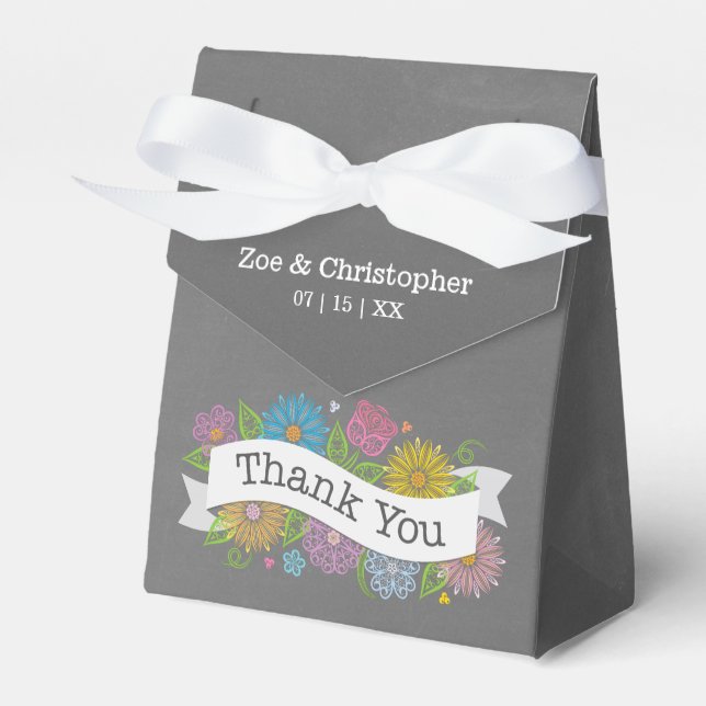 Floral Thank You Banner Favour Box (Front Side)