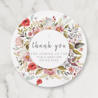 Floral Thank You Bonbonniere Baptism Favour Box Tags