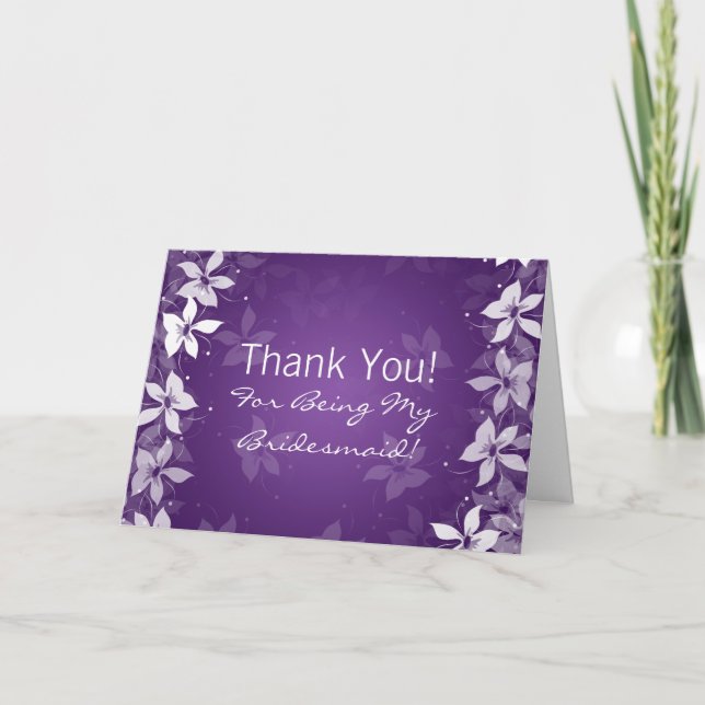 Floral Thank You Bridesmaid Exotic Blooms Purple (Front)