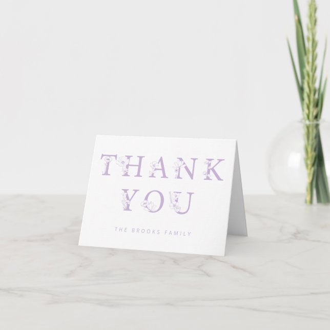 Floral Thank You Card | Lavender Baby Shower (Front)
