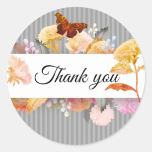 Floral thank you classic round sticker