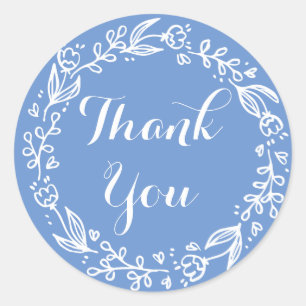 Floral Thank You Cornflower Blue Flowers Wedding Classic Round Sticker