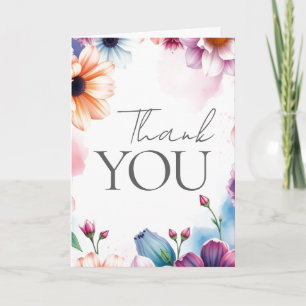 Floral Thank You Elegant Modern Plain Modern Card
