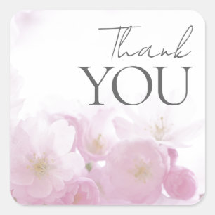 Floral Thank You Elegant Modern Plain Modern Square Sticker