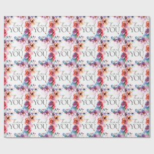 Floral Thank You Elegant Modern Plain Modern Wrapping Paper