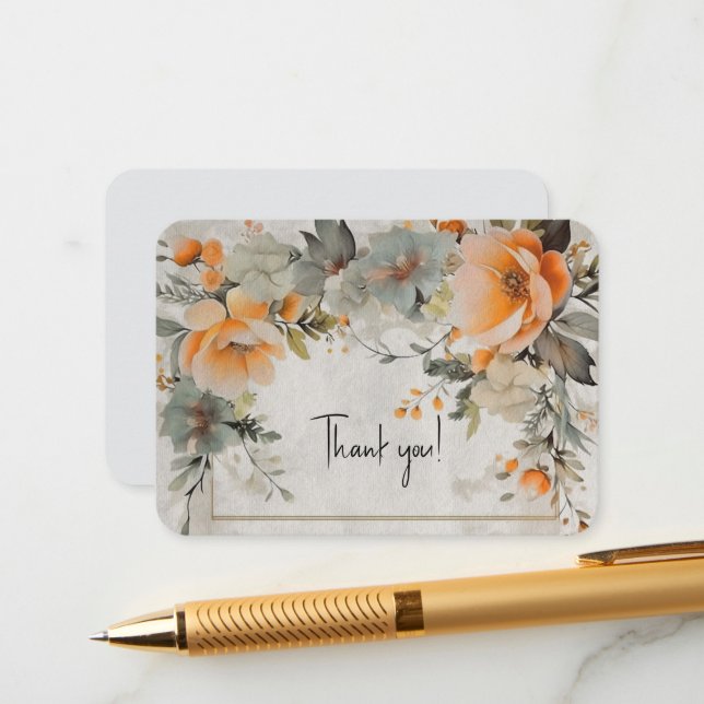Floral Thank You Enclosure Card (Front/Back In Situ)