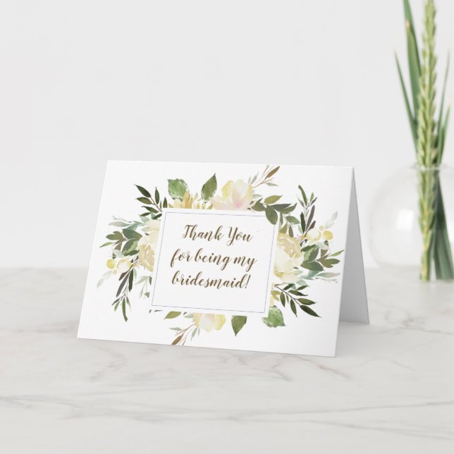 floral thank you for being my bridesmaid card (Front)
