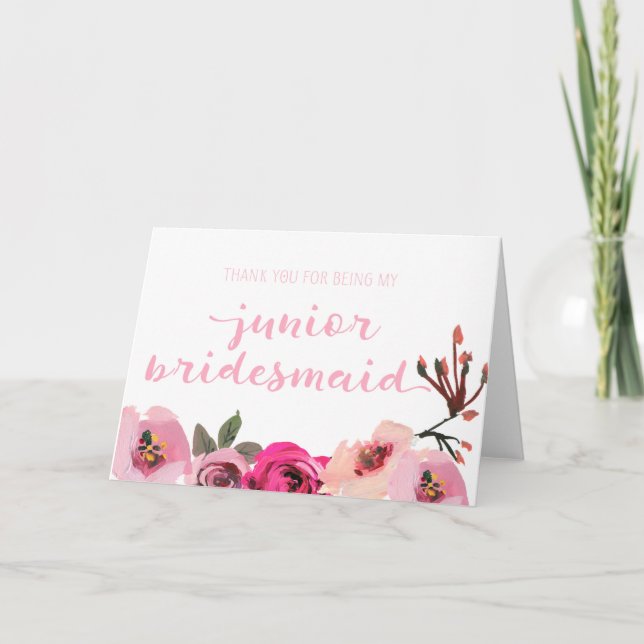 Floral Thank You For Being My Junior Bridesmaid Card (Front)