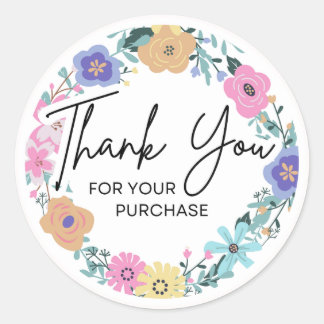 Floral Thank You for Your Purchase Sticker
