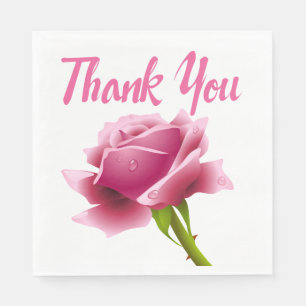 Floral Thank You Pink Rose Flower Napkin