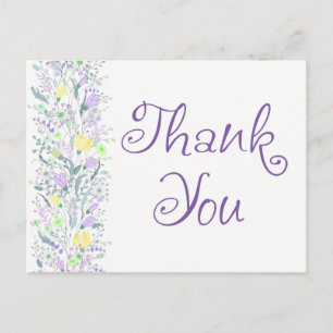 Floral Thank You Purple Lavender Hearts Postcard