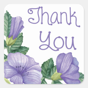 Floral Thank You Purple Watercolor Flowers Sticker