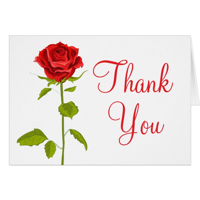 Floral Thank You Red Rose Flower Roses Wedding (Front Horizontal)