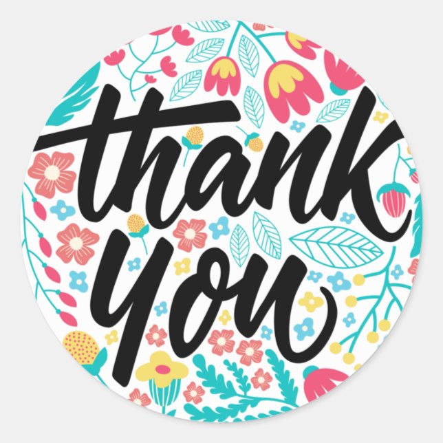 Floral Thank You Sticker (Front)