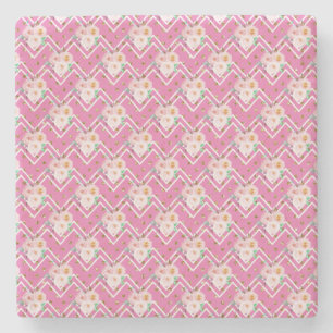 Floral Thank You Stickers Stone Coaster