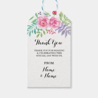 Floral Thank you Tag Wedding Favour Watercolour