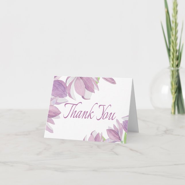Floral Thank You Watercolor Purple Lavender Flowe Card (Front)