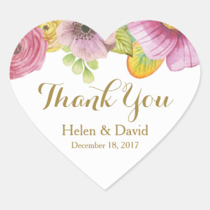 Floral Thank You Wedding Favour Stickers