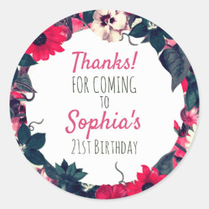 Floral Thanks Classic Round Sticker