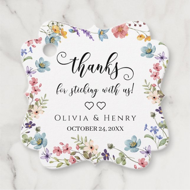 Floral Thanks For Sticking With Us Favour  Tags (Front)