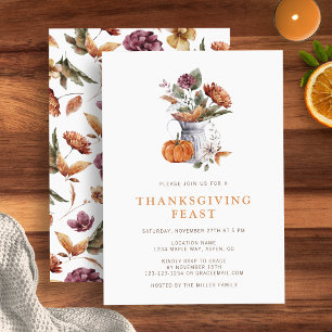 Floral Thanksgiving Dinner Invitation
