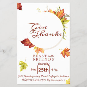 Floral Thanksgiving Dinner Invitation Flyer