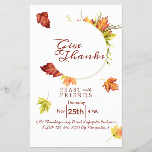 Floral Thanksgiving Dinner Invitation  Flyer