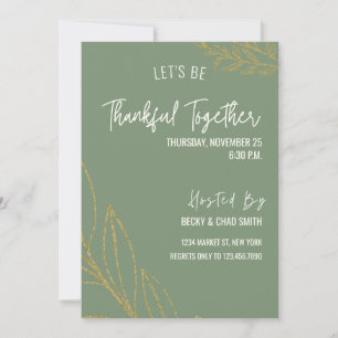 Floral Thanksgiving Dinner Invitation Green