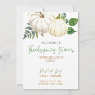 Floral Thanksgiving Dinner Invitation Pumpkins