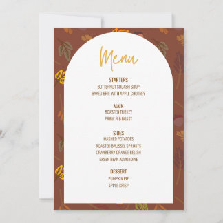 Floral Thanksgiving Dinner Menu Wedding Menu Invitation