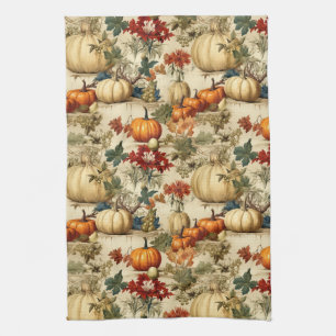 Floral Thanksgiving Vintage Pattern (10) Tea Towel