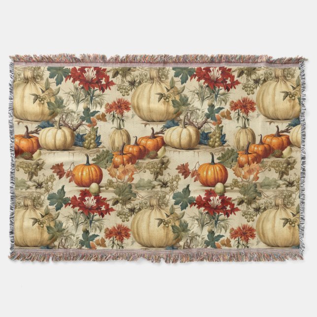 Floral Thanksgiving Vintage Pattern (10) Throw Blanket (Front)