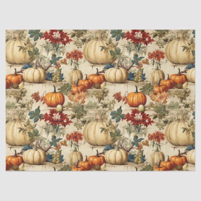Floral Thanksgiving Vintage Pattern (10) Tissue Paper (Front)