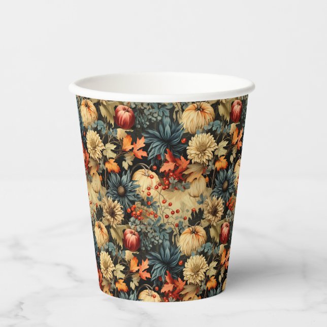 Floral Thanksgiving Vintage Pattern (12) Paper Cups (Front)