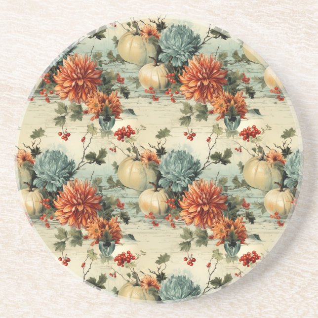 Floral Thanksgiving Vintage Pattern (1) Coaster (Front)