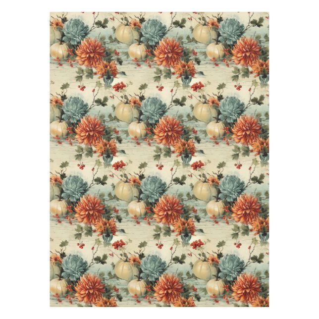 Floral Thanksgiving Vintage Pattern (1) Tablecloth (Front)