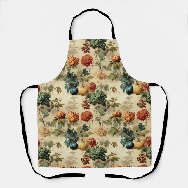 Floral Thanksgiving Vintage Pattern (2) Apron (Front)