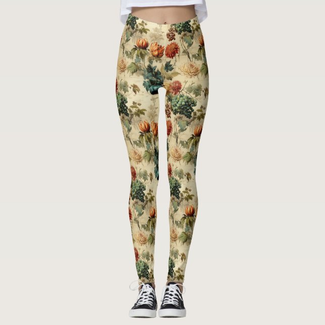 Floral Thanksgiving Vintage Pattern (2) Leggings (Front)