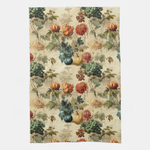 Floral Thanksgiving Vintage Pattern (2) Tea Towel
