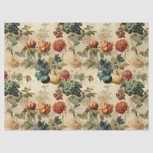 Floral Thanksgiving Vintage Pattern (2) Tissue Paper (Front)