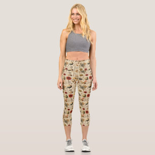 Floral Thanksgiving Vintage Pattern (3) Capri Leggings