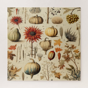 Floral Thanksgiving Vintage Pattern (3) Jigsaw Puzzle