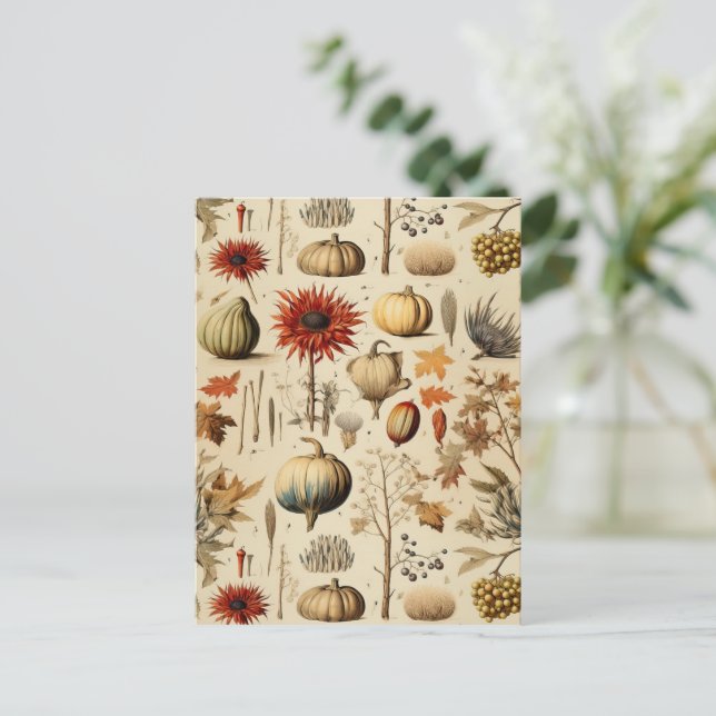 Floral Thanksgiving Vintage Pattern (3) Postcard (Standing Front)