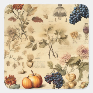 Floral Thanksgiving Vintage Pattern (4) Square Sticker