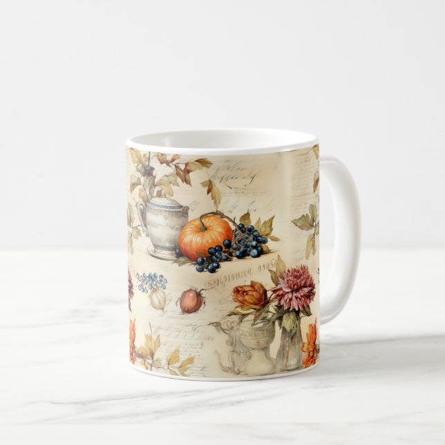 Floral Thanksgiving Vintage Pattern (7) Coffee Mug (Front Right)