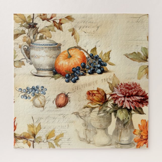 Floral Thanksgiving Vintage Pattern (7) Jigsaw Puzzle (Vertical)