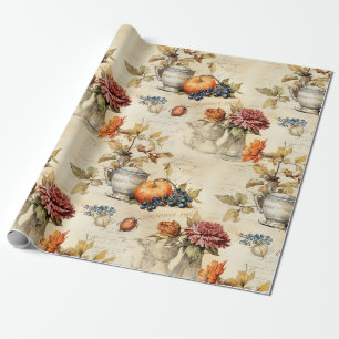 Floral Thanksgiving Vintage Pattern (7) Wrapping Paper
